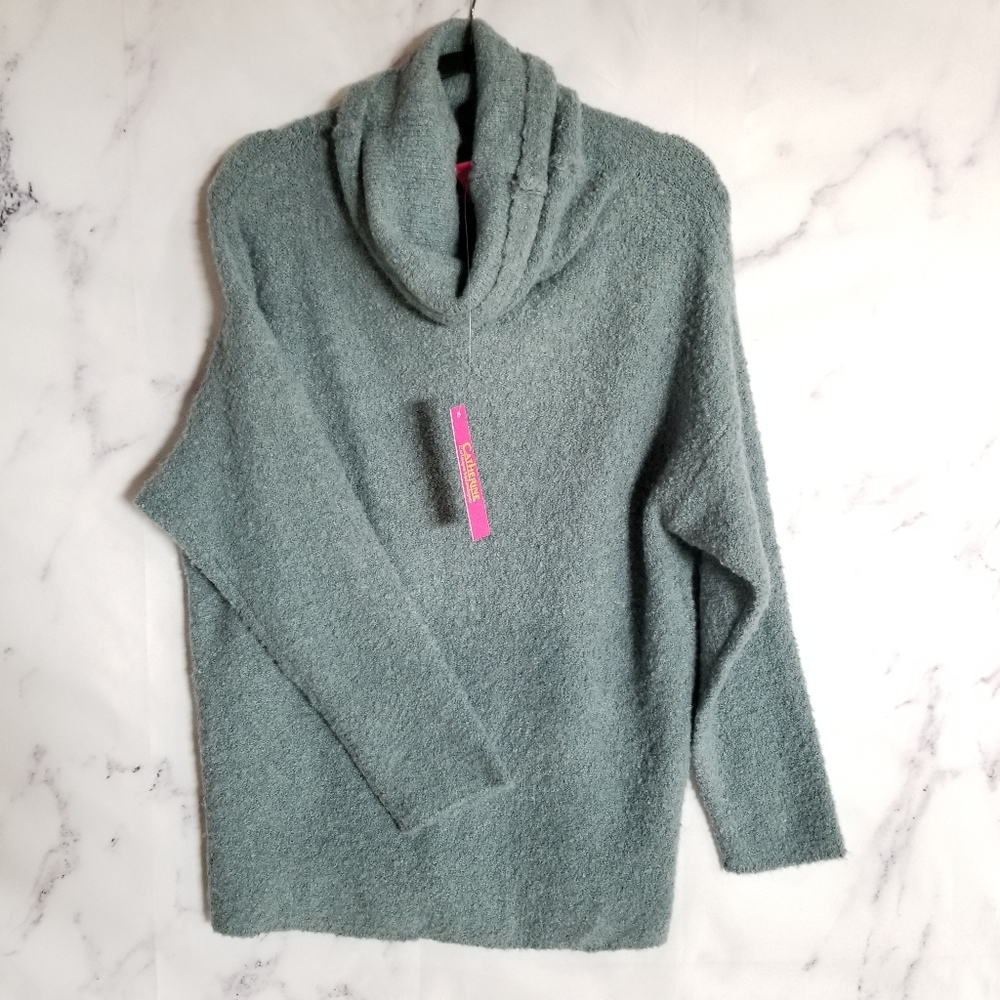 Catherine Malandrino Teal Cowl Neck Wool Alpaca Sweater Blue Green NWT
